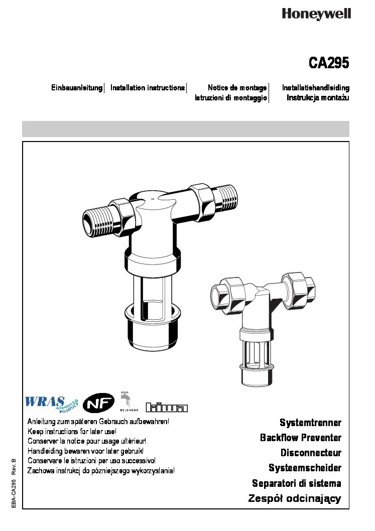 Honeywell Backflow Preventer - Protection Of Drinking Water Systems Against Cat 3 Type CA 3/4 2 Honeywell Backflow Preventer - Protection Of Drinking Water Systems Against Cat 3 Type CA 3/4 - Image 2