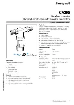 Honeywell Backflow Preventer - Protection Of Drinking Water Systems Against Cat 3 Type CA 3/4 5 Honeywell Backflow Preventer - Protection Of Drinking Water Systems Against Cat 3 Type CA 3/4 -Irrigation Supplies Shop ca295 pd en0h1225ge23r0616 pdf