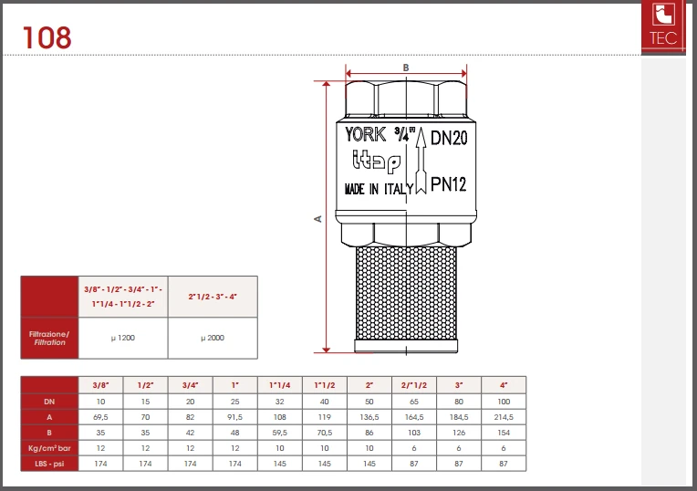 Brass Spring Loaded Non Return Foot Valve Female BSP Thread Type York 108 2 Brass Spring Loaded Non Return Foot Valve Female BSP Thread Type York 108 - Image 2