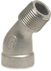 Stainless Steel 316 Male X Female Threaded 45° Elbow BSP Pipe UK