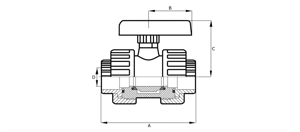 PVC Double Union Ball Valve Glue Socket 2 PVC Double Union Ball Valve Glue Socket - Image 2